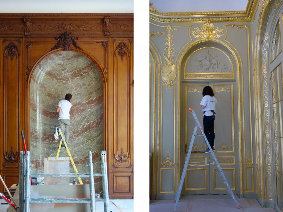 restauration des stucs marbre, des peintures et dorures des décors intérieurs
